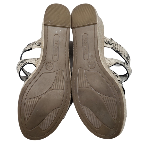 Unisa | Snake Skin Faux Leather Slip On Open Toe Espadrille Wedge Sandals 7.5 - Picture 9 of 11
